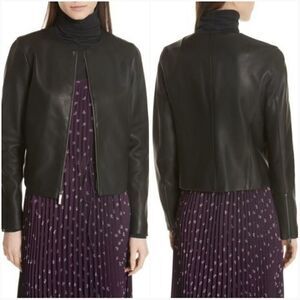 Vince Collarless Leather Jacket Size Sm